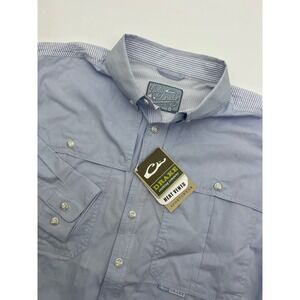 Lady Drake Shirt Womens M Blue Button Up Boyfriend Cut Vented Fishing Hiking NWT